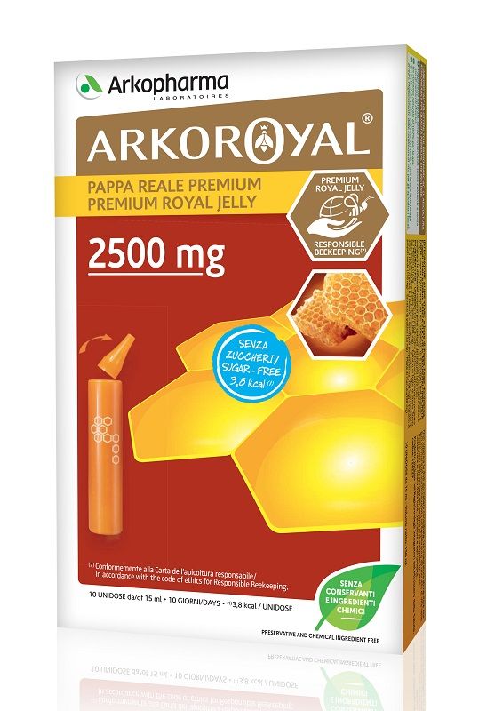 Arkoroyal royal jelly 2500 mg sugar free 10 ampoules